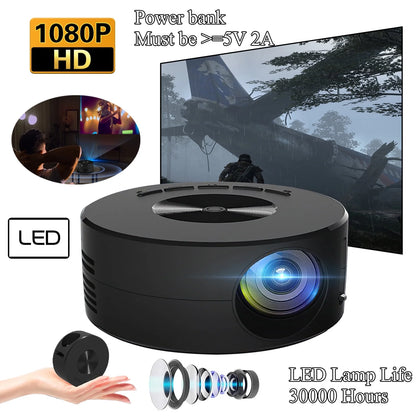 Mini Projector, 1920*1080P HD Home Theater Movie Projector, LED Pico Video Mobile Phone Projector W/ Remote Control