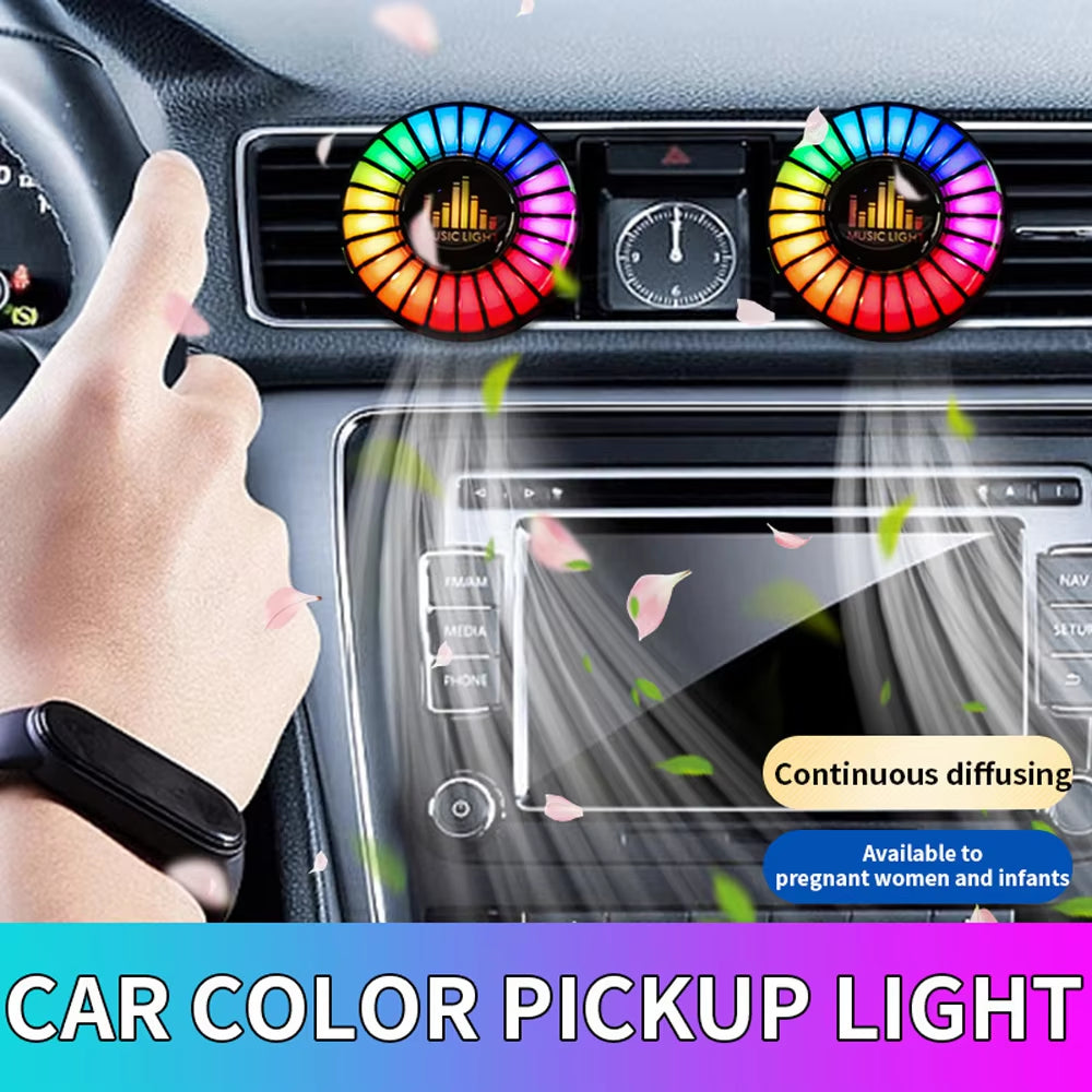 Car Smart APP Control RGB Music Rhythm Lamp Air Freshener LED Strip Sound Control Voice Pick up Atmosphere Light Air Vent Clip